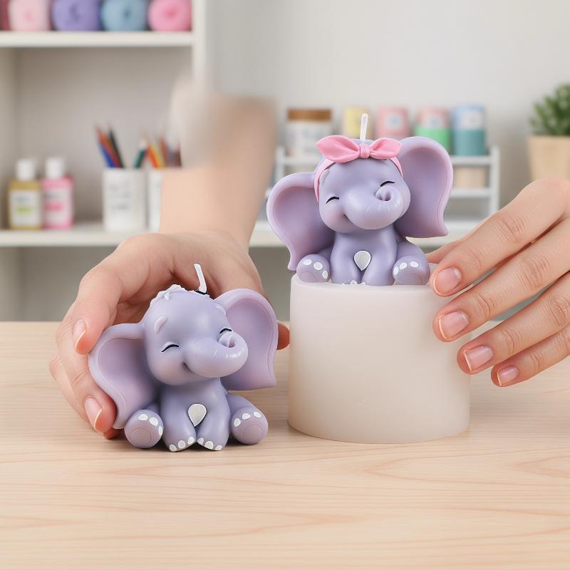 Soap Making Molds - Cute 3D Elephant Silicone Candle Mold