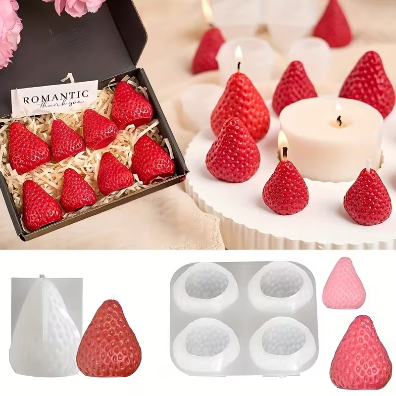 Soap Making Molds - Strawberry Silicone Candle Mold for DIY