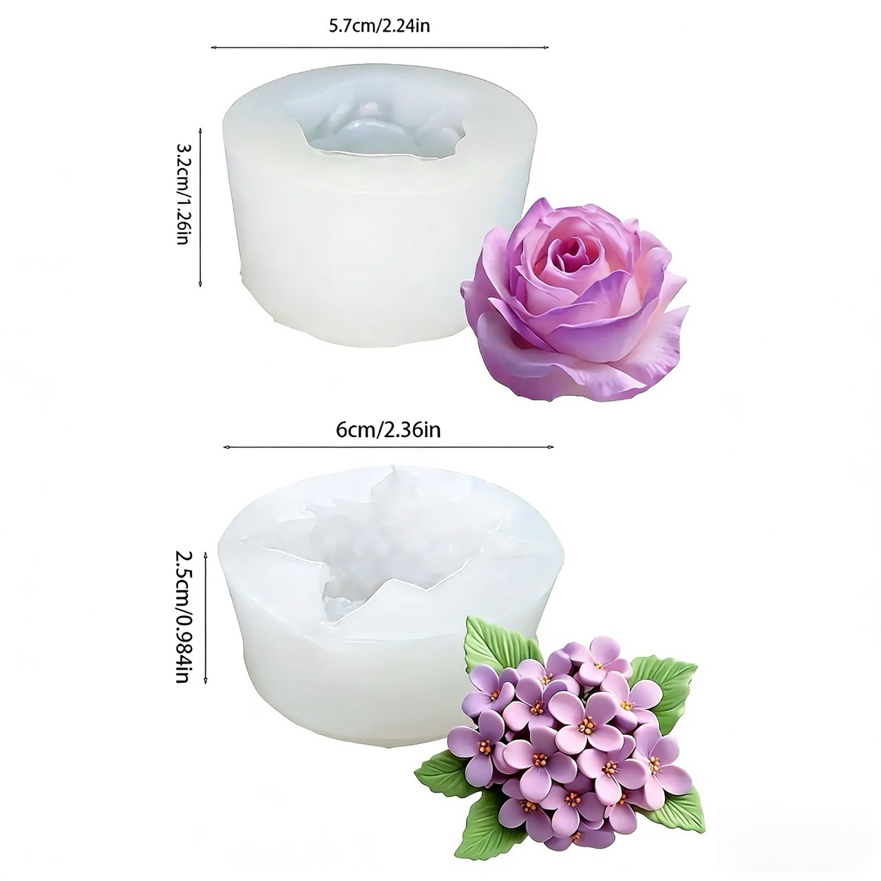 2-Piece 3D Rose and Lilac Sili - Soap Making Recipes recension och pris